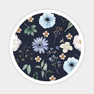 Midnight Bloom Flower Pattern Magnet